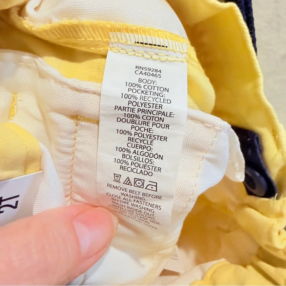 The Children's Place Yellow 100% Cotton Shorts with Navy Belt Sun Valley Size 2T
